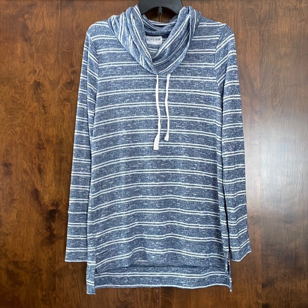 Olive and Oak Striped Cowl Neck Tunic size M